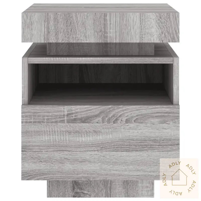 Nattbord Med Led 2 Stk Grå Sonoma 40X39X48,5 Cm