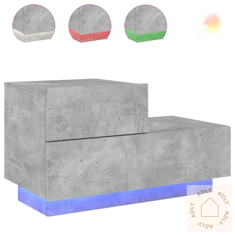 Concrete-look nattbord med rgb led-lys for moderne møbler til hjemmet