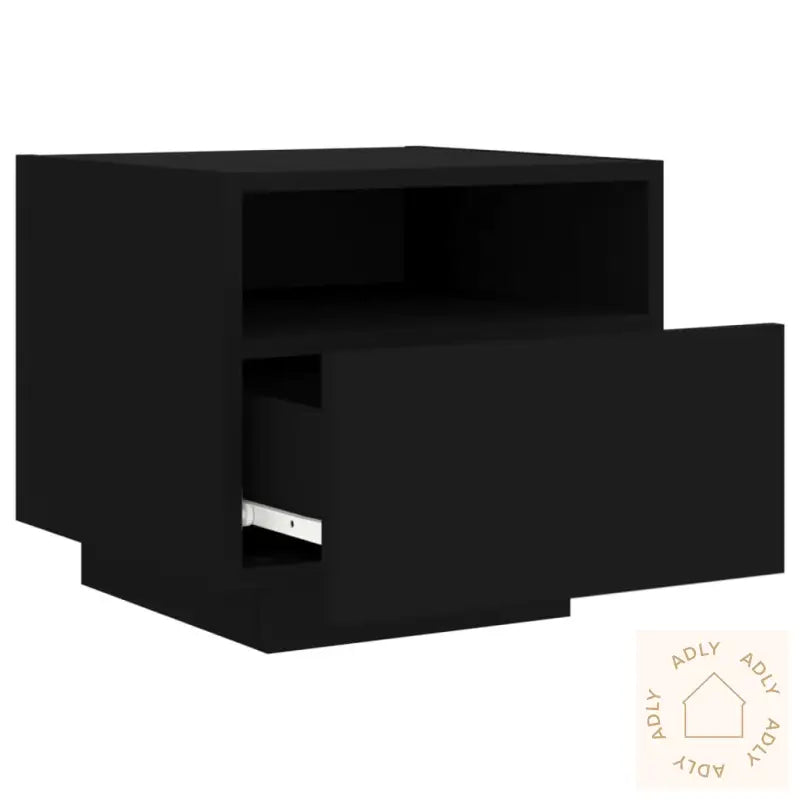 Nattbord Med Led 2 Stk Svart 40X39X37 Cm