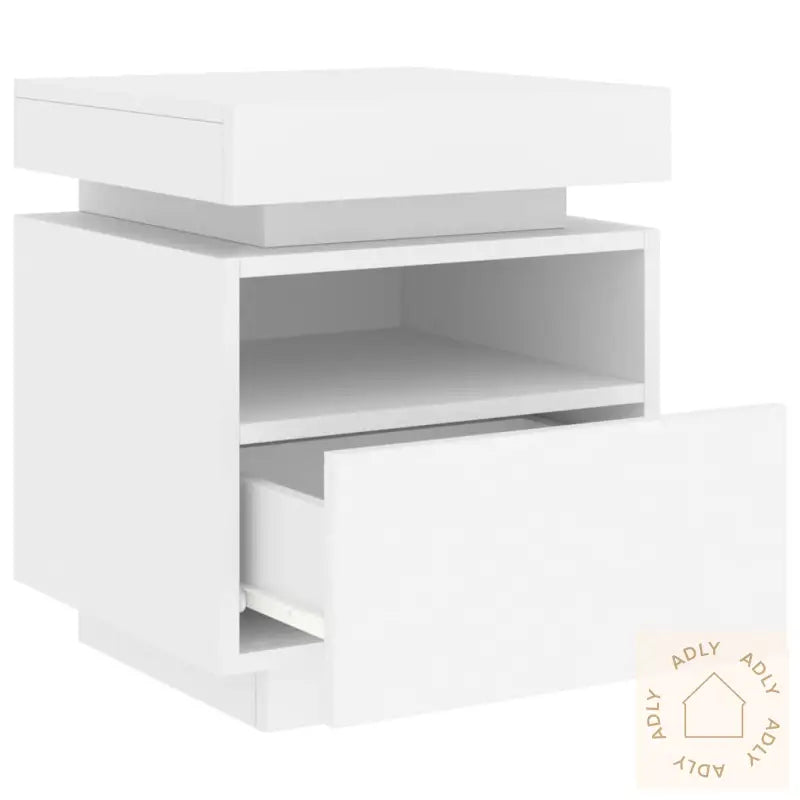 Nattbord Med Led 2 Stk Hvit 40X39X48,5 Cm