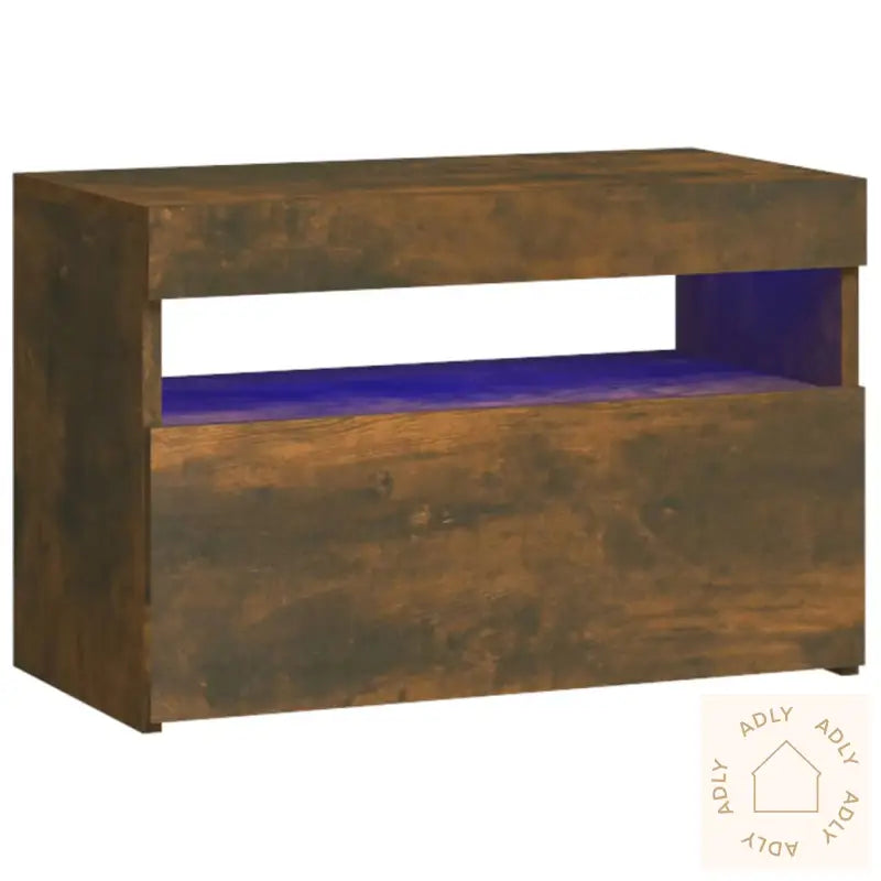 Nattbord Med Led Røkt Eik 60X35X40 Cm