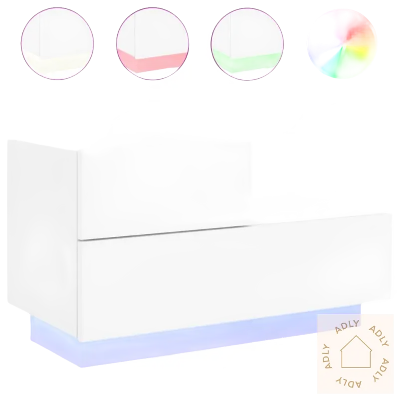 Hvitt nattbord med rgb led-lys for moderne møbler til hjemmet og hagemøbler