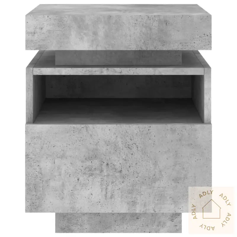 Nattbord Med Led 2 Stk Betonggrå 40X39X48,5 Cm