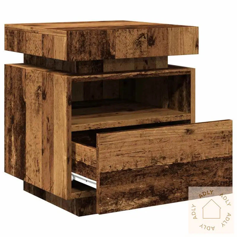 Nattbord Med Led 2 Stk Gammelt Tre 40X39X48,5 Cm