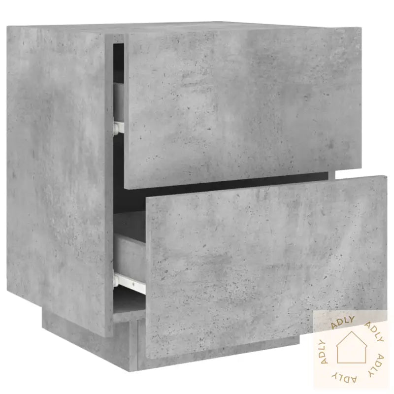 Nattbord Med Led 2 Stk Betonggrå Konstruert Tre