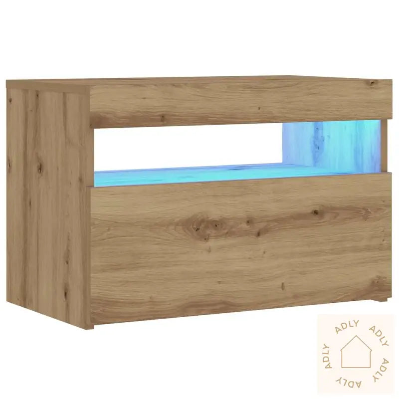 Nattbord Med Led-Lys Artisan Eik 60X35X40 Cm Konstruert Tre