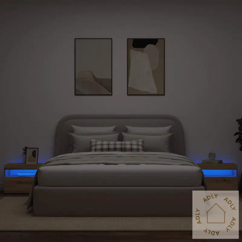 Nattbord Med Led-Lys Artisan Eik 60X35X40 Cm Konstruert Tre