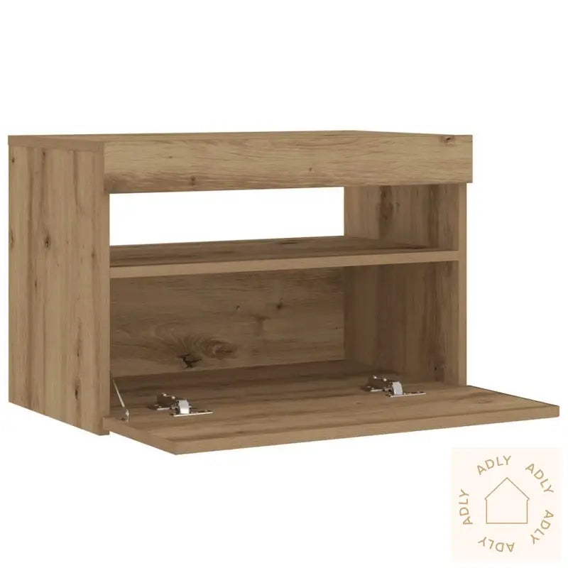 Nattbord Med Led-Lys Artisan Eik 60X35X40 Cm Konstruert Tre