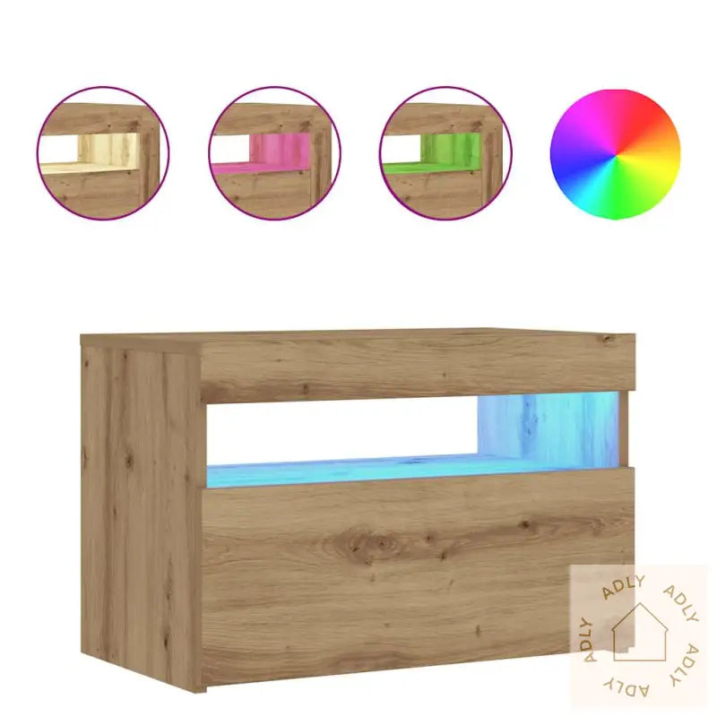 Nattbord Med Led-Lys Artisan Eik 60X35X40 Cm Konstruert Tre