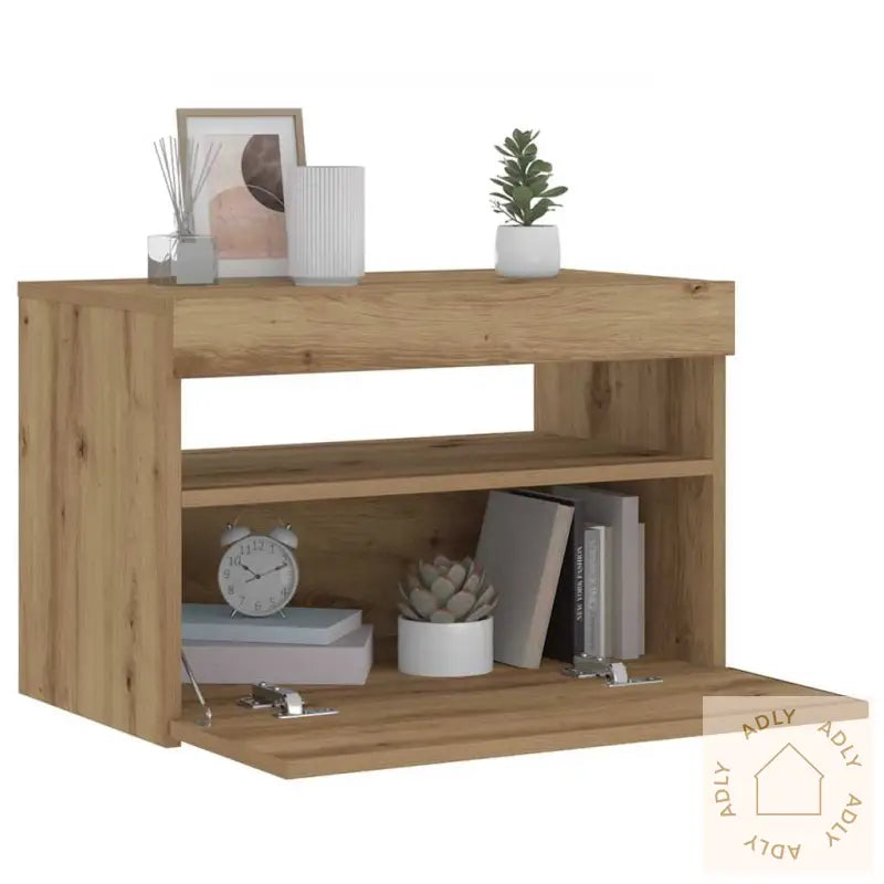 Nattbord Med Led-Lys Artisan Eik 60X35X40 Cm Konstruert Tre