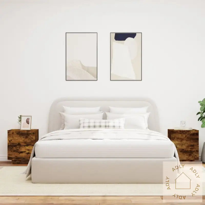 Nattbord Med Led 2 Stk Røkt Eik Konstruert Tre