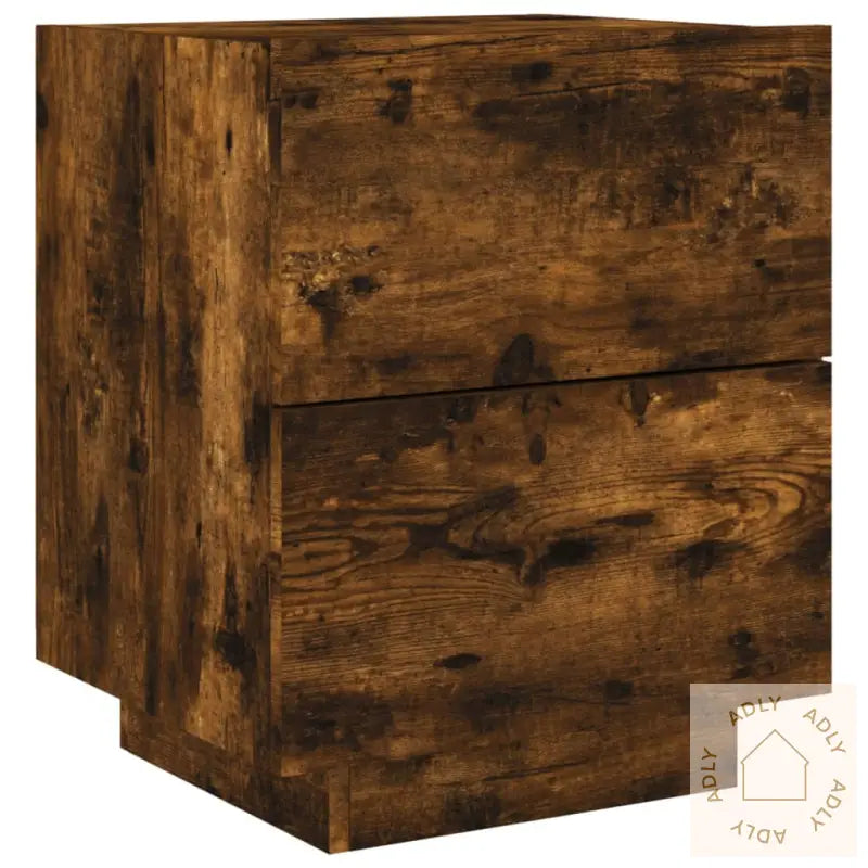 Nattbord Med Led 2 Stk Røkt Eik Konstruert Tre