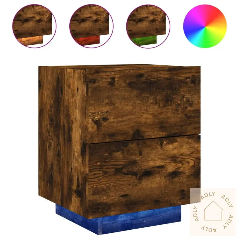 Nattbord Med Led 2 Stk Røkt Eik Konstruert Tre