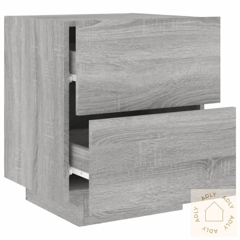 Nattbord Med Led 2 Stk Grå Sonoma Konstruert Tre
