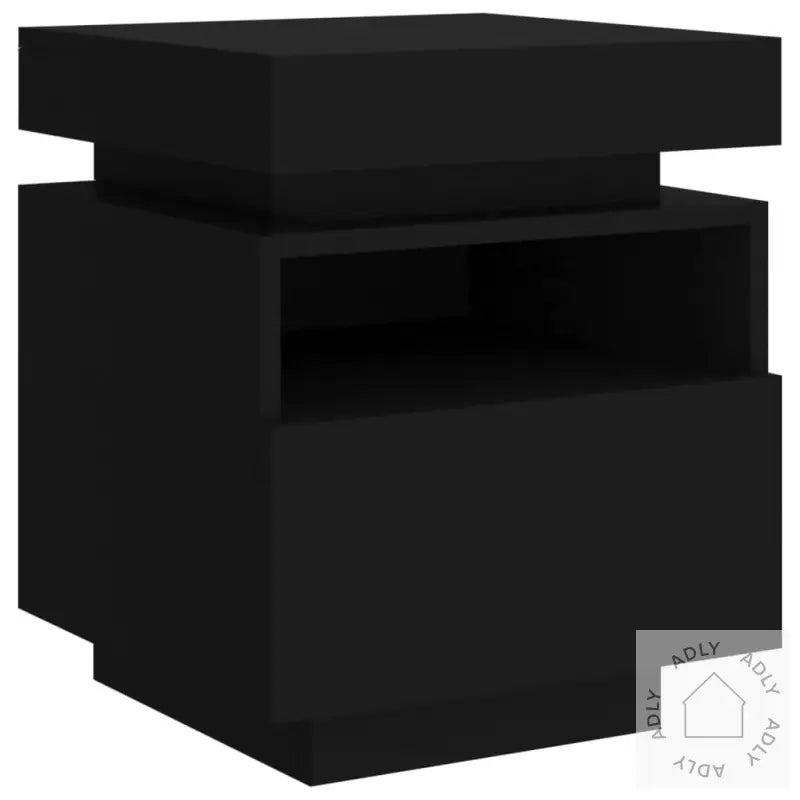 Nattbord Med Led 2 Stk Svart 40X39X48,5 Cm