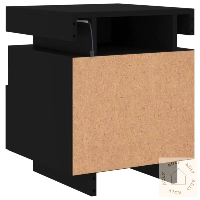 Nattbord Med Led 2 Stk Svart 40X39X48,5 Cm