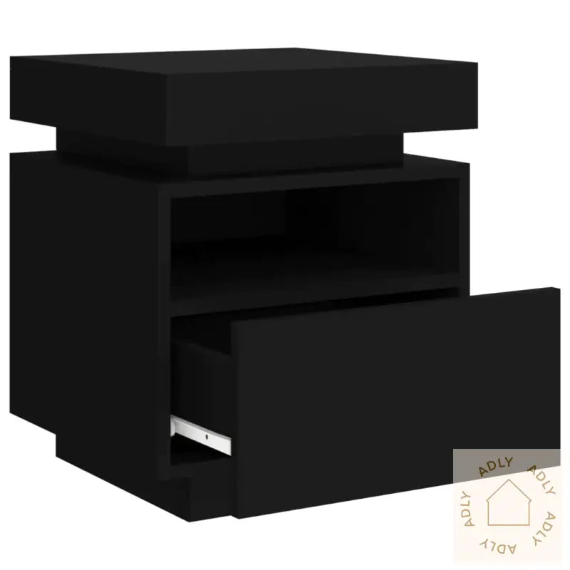 Nattbord Med Led 2 Stk Svart 40X39X48,5 Cm