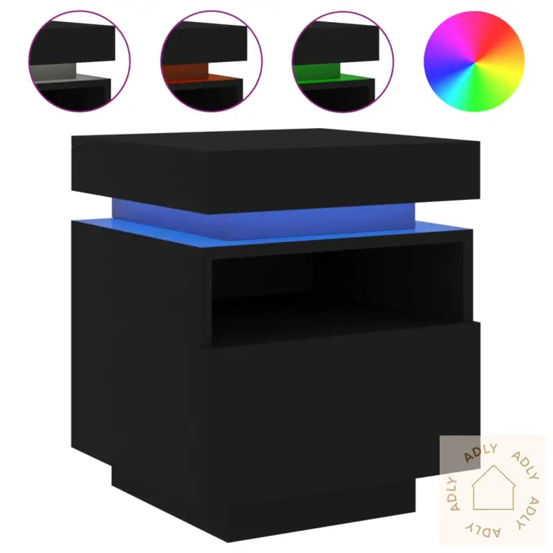 Nattbord Med Led Svart 40X39X48,5 Cm