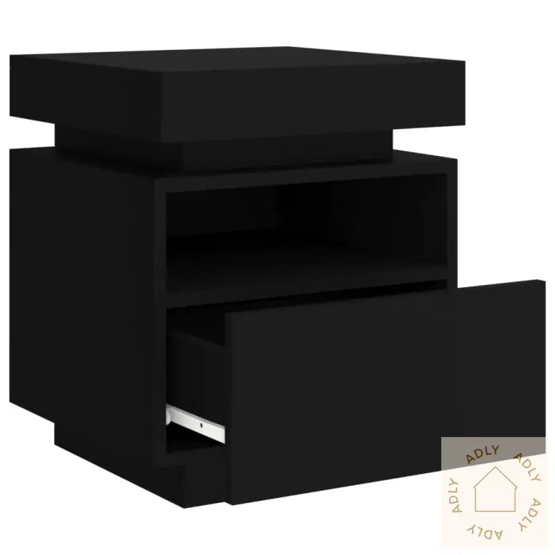 Nattbord Med Led Svart 40X39X48,5 Cm