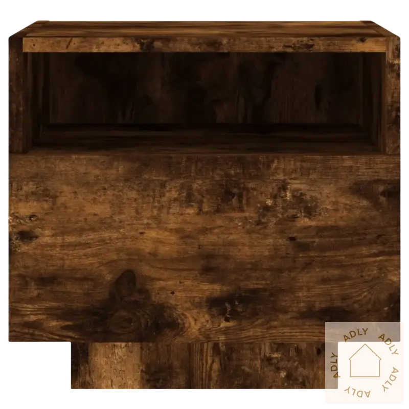 Wooden nattbord med åpen hylle og rgb led-lys, perfekt for møbler til hjemmet