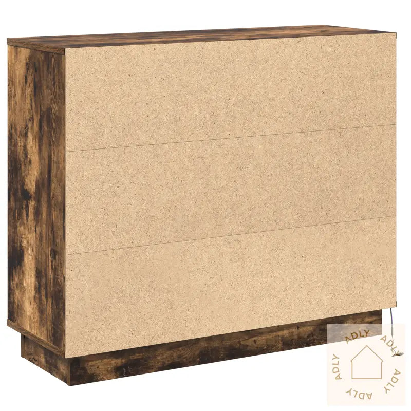 Sideboard Med Led Røkt Eik 90X32X75 Cm Konstruert Tre