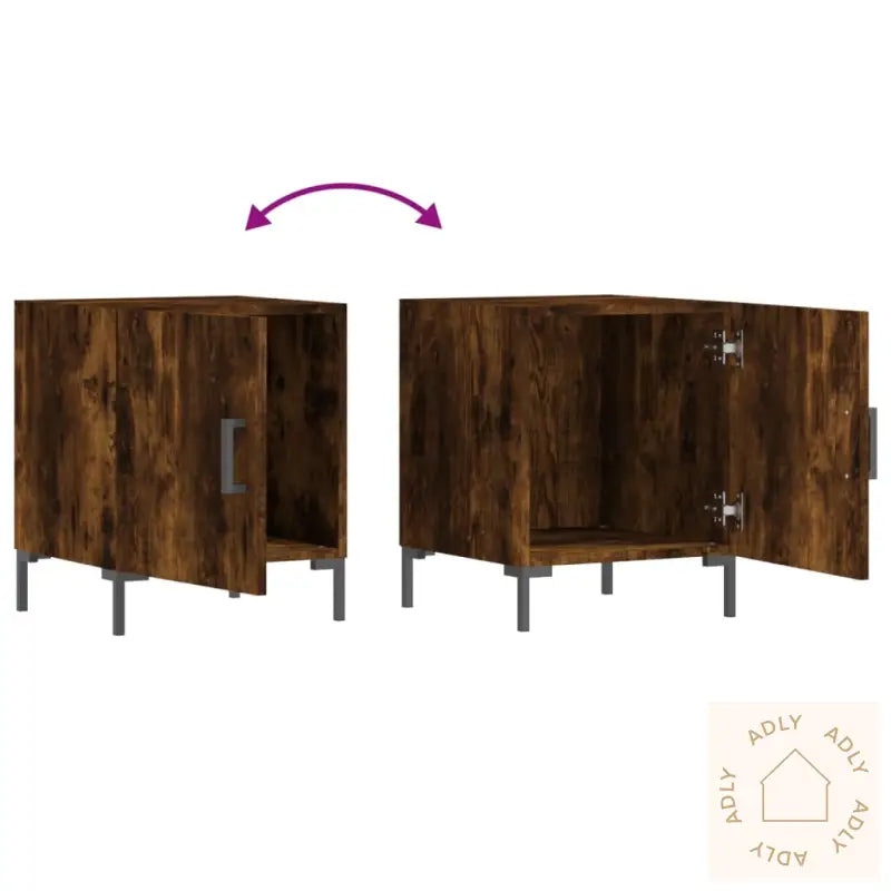 Nattbord 2 Stk Røkt Eik 40X40X50 Cm Konstruert Tre