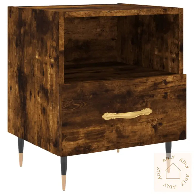 Nattbord Røkt Eik 40X35X47,5 Cm Konstruert Tre