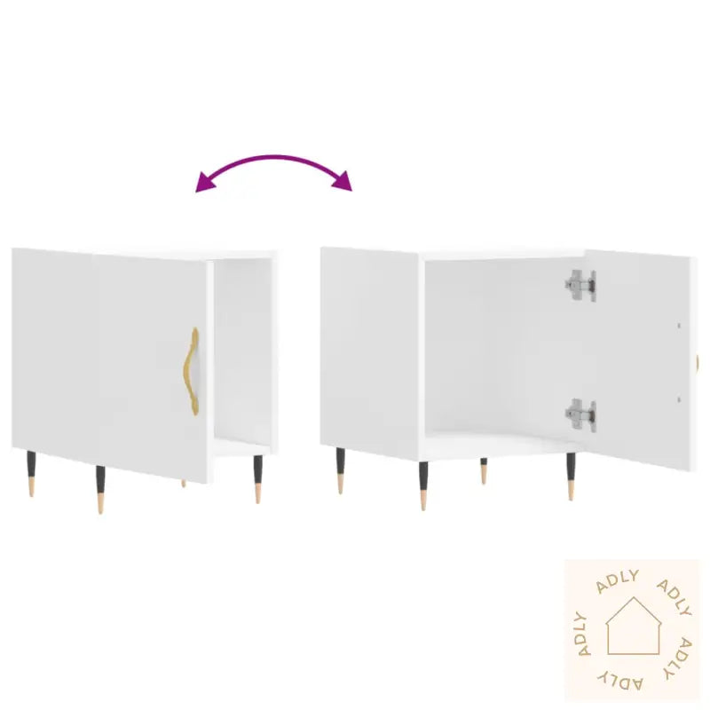 Nattbord 2 Stk Hvit 40X40X50 Cm Konstruert Tre