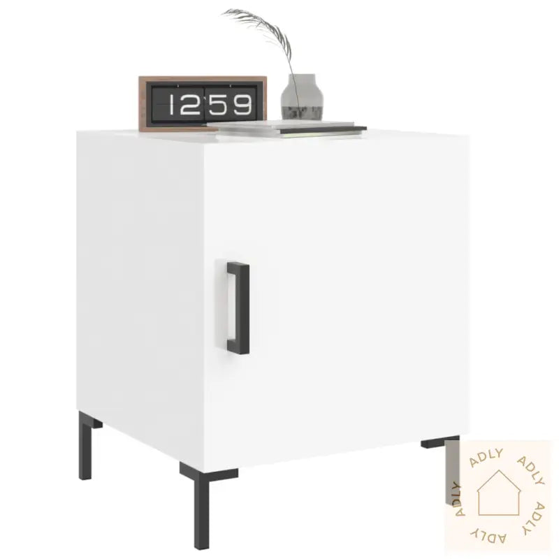 Nattbord 2 Stk Høyglans Hvit 40X40X50 Cm Konstruert Tre