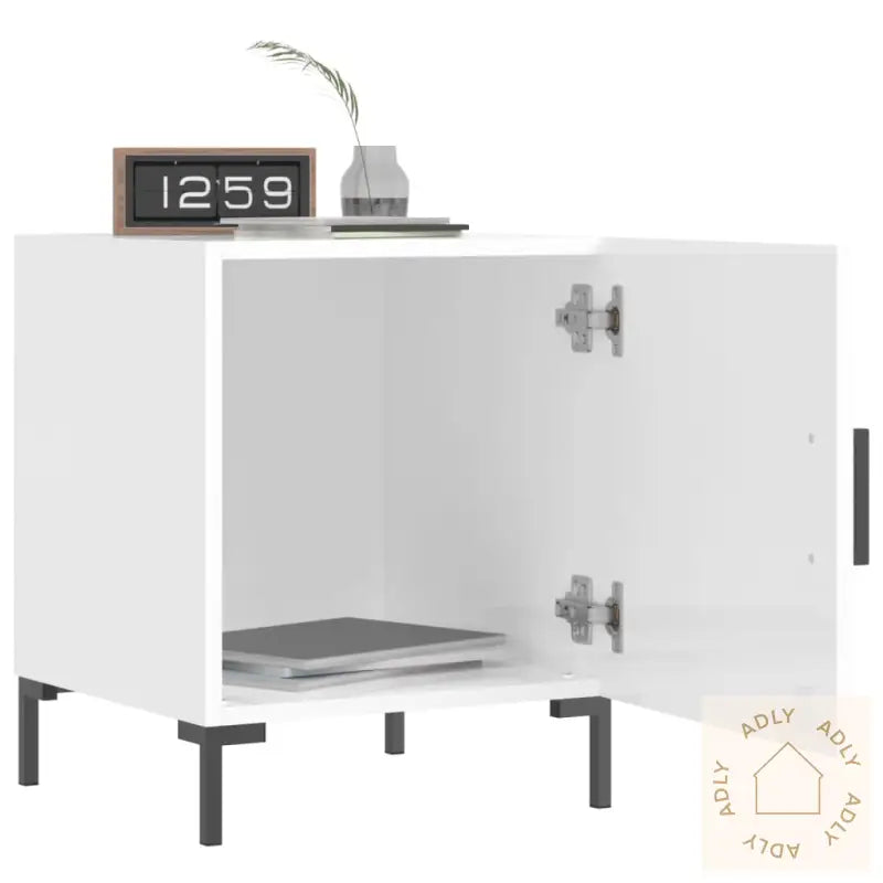 Nattbord 2 Stk Høyglans Hvit 40X40X50 Cm Konstruert Tre