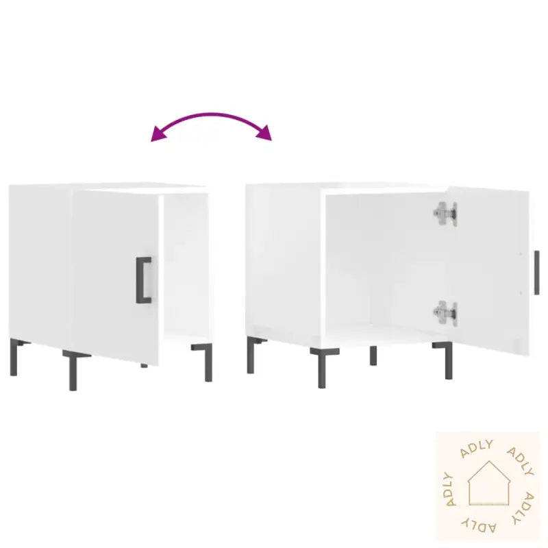 Nattbord 2 Stk Høyglans Hvit 40X40X50 Cm Konstruert Tre