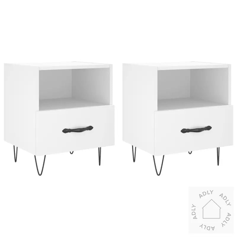 Nattbord 2 Stk Hvit 40X35X47,5 Cm Konstruert Tre