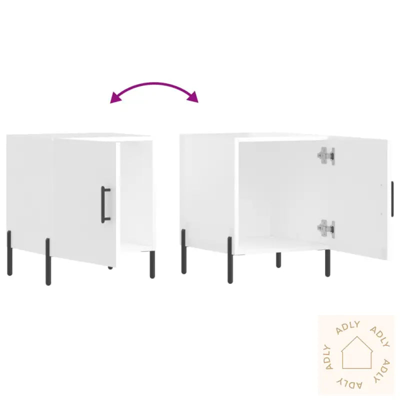 Nattbord 2 Stk Høyglans Hvit 40X40X50 Cm Konstruert Tre