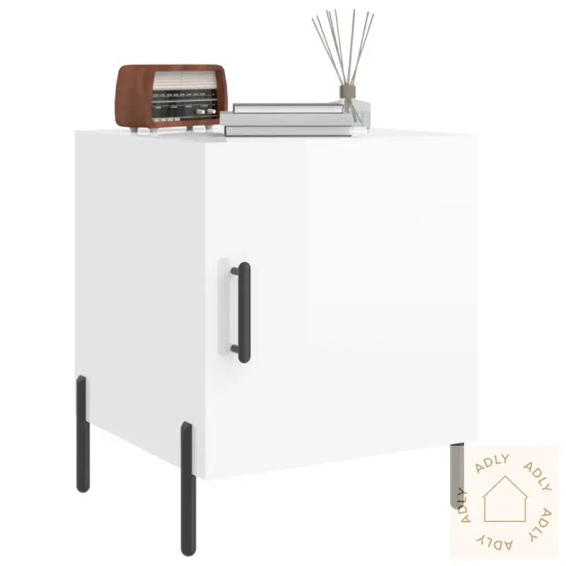 Nattbord 2 Stk Høyglans Hvit 40X40X50 Cm Konstruert Tre