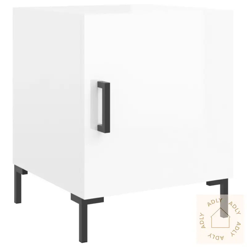 Nattbord 2 Stk Høyglans Hvit 40X40X50 Cm Konstruert Tre