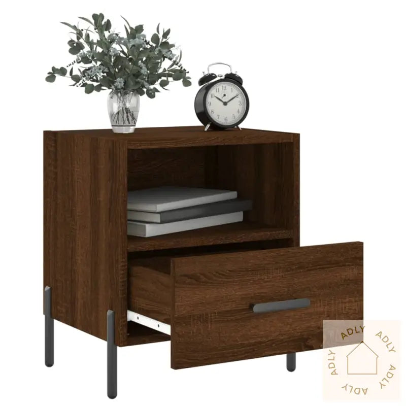 Nattbord 2 Stk Brun Eik 40X35X47,5 Cm Konstruert Tre