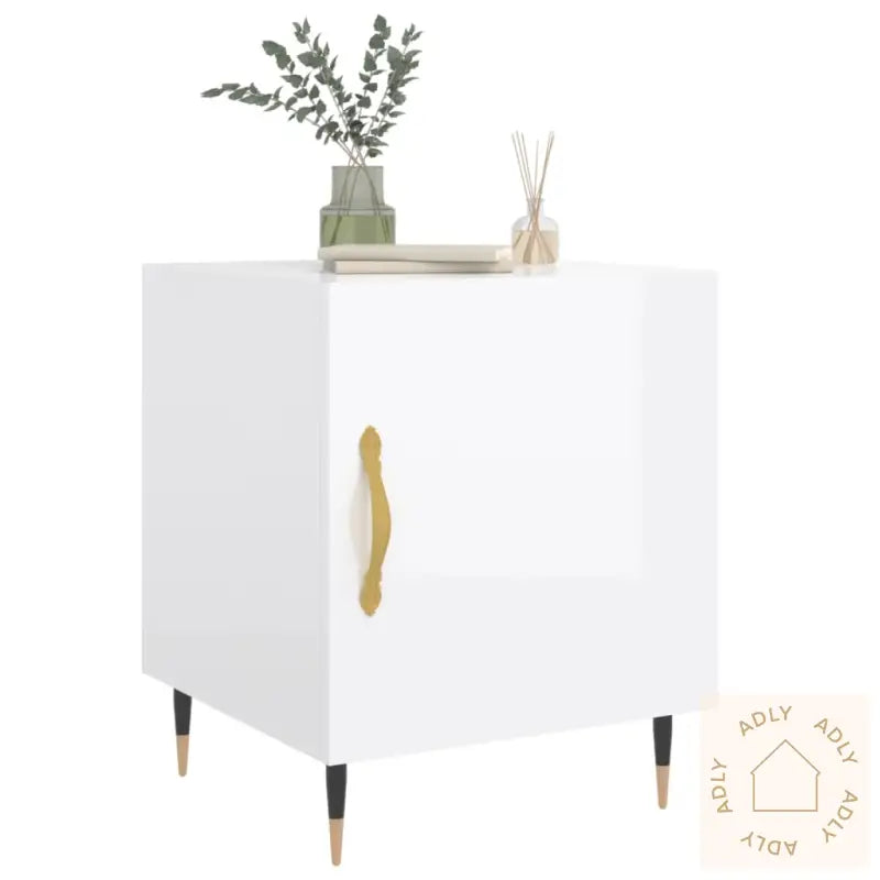 Nattbord 2 Stk Høyglans Hvit 40X40X50 Cm Konstruert Tre