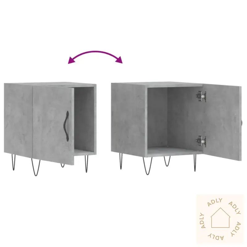 Nattbord 2 Stk Betonggrå 40X40X50 Cm Konstruert Tre