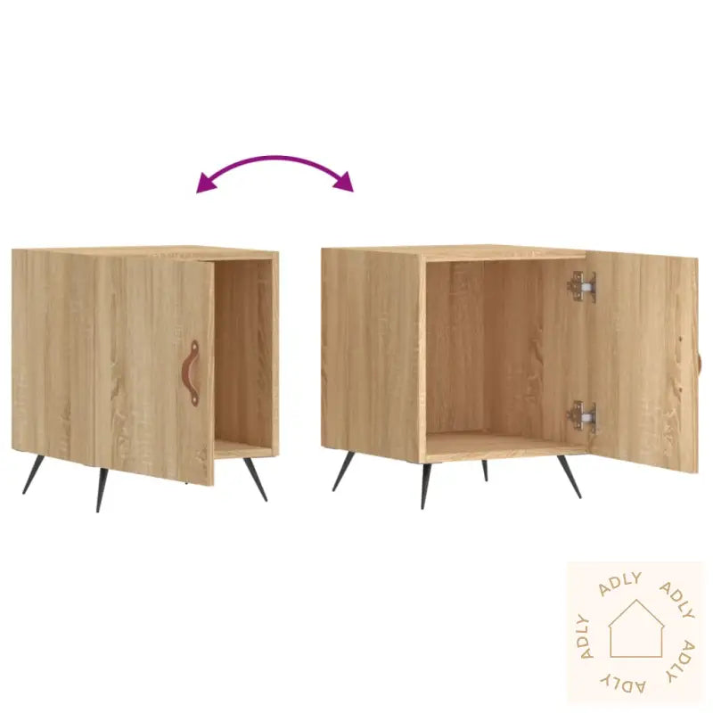 Nattbord 2 Stk Sonoma Eik 40X40X50 Cm Konstruert Tre