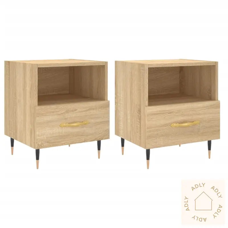 Nattbord 2 Stk Sonoma Eik 40X35X47,5 Cm Konstruert Tre