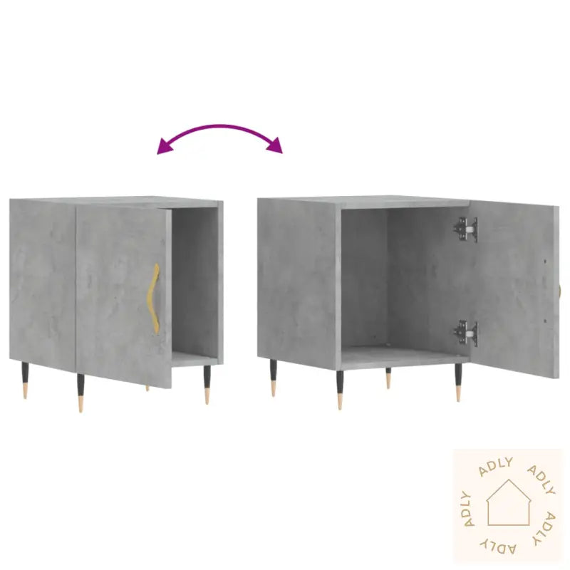 Nattbord 2 Stk Betonggrå 40X40X50 Cm Konstruert Tre