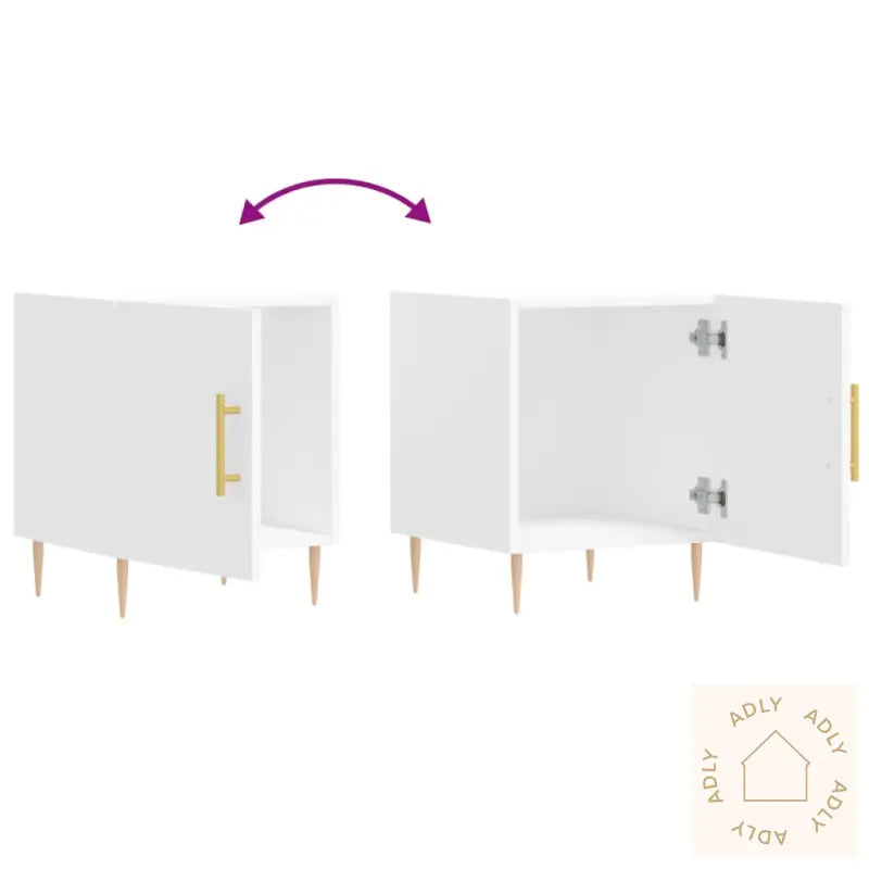 Nattbord 2 Stk Hvit 40X40X50 Cm Konstruert Tre