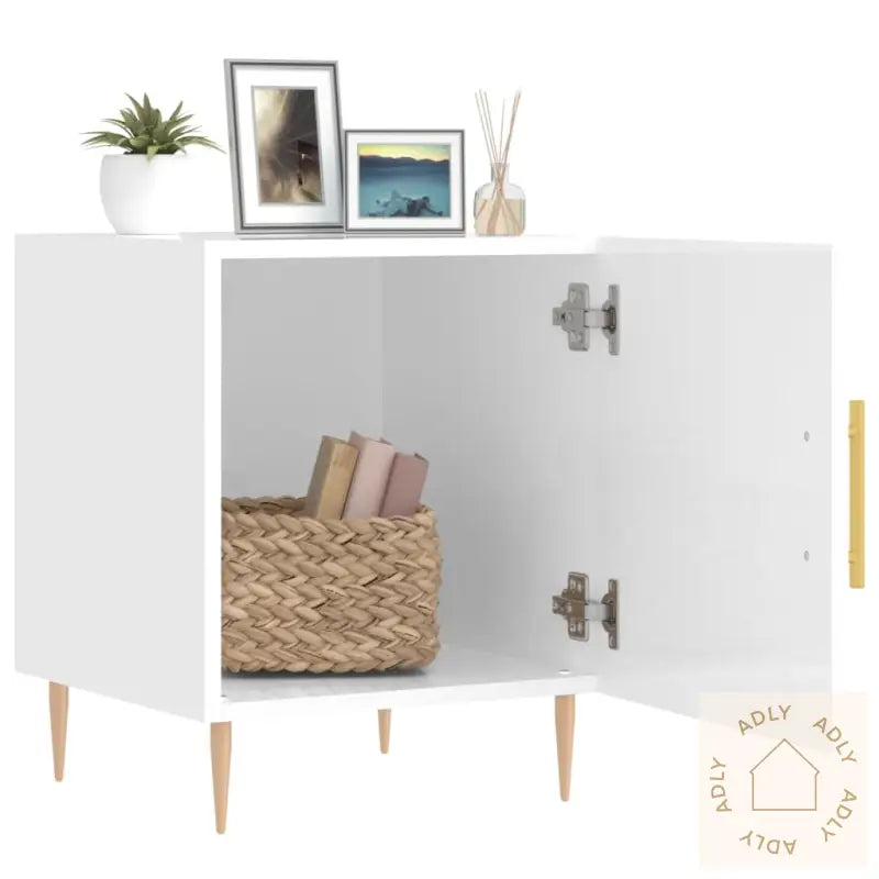 Nattbord 2 Stk Høyglans Hvit 40X40X50 Cm Konstruert Tre