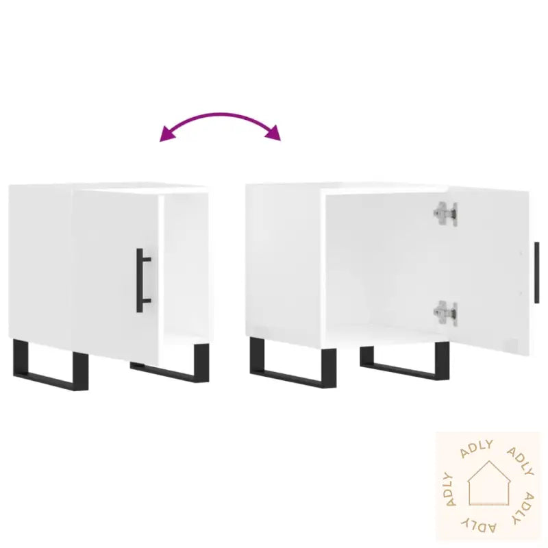 Nattbord Høyglans Hvit 40X40X50 Cm Konstruert Tre