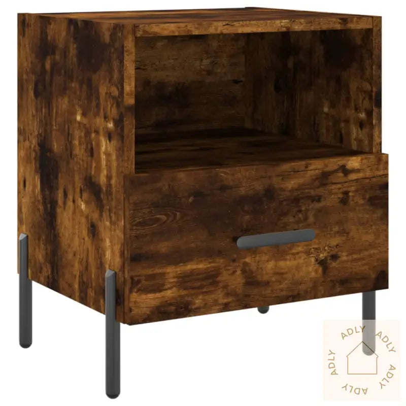 Nattbord 2 Stk Røkt Eik 40X35X47,5 Cm Konstruert Tre
