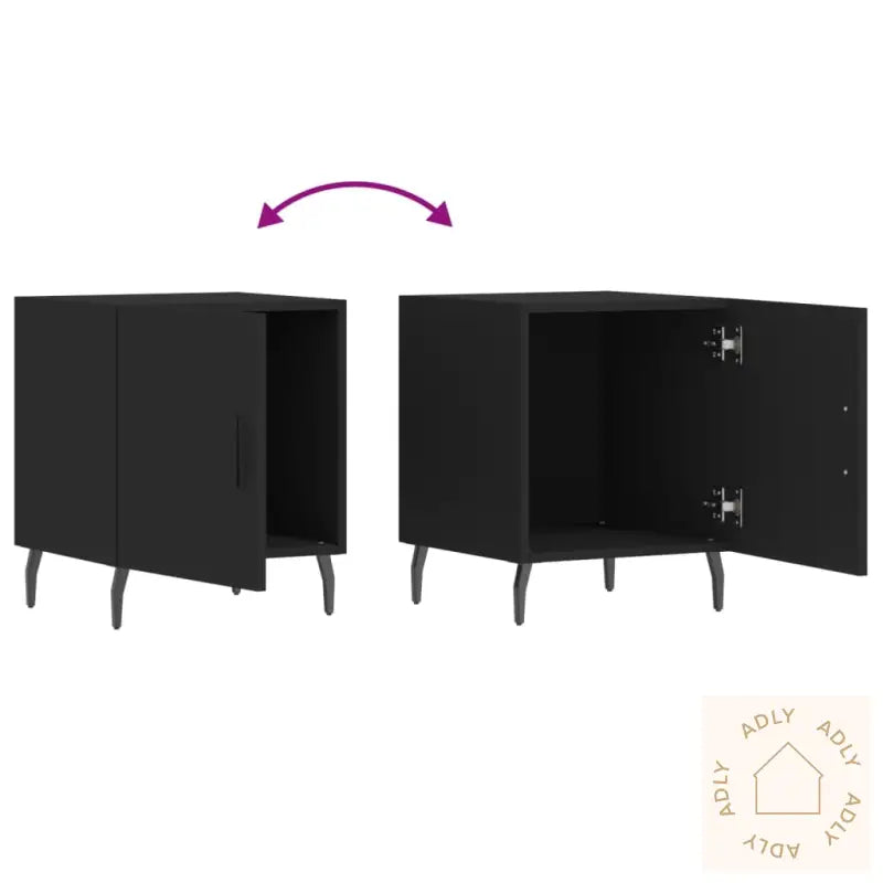 Nattbord 2 Stk Svart 40X40X50 Cm Konstruert Tre