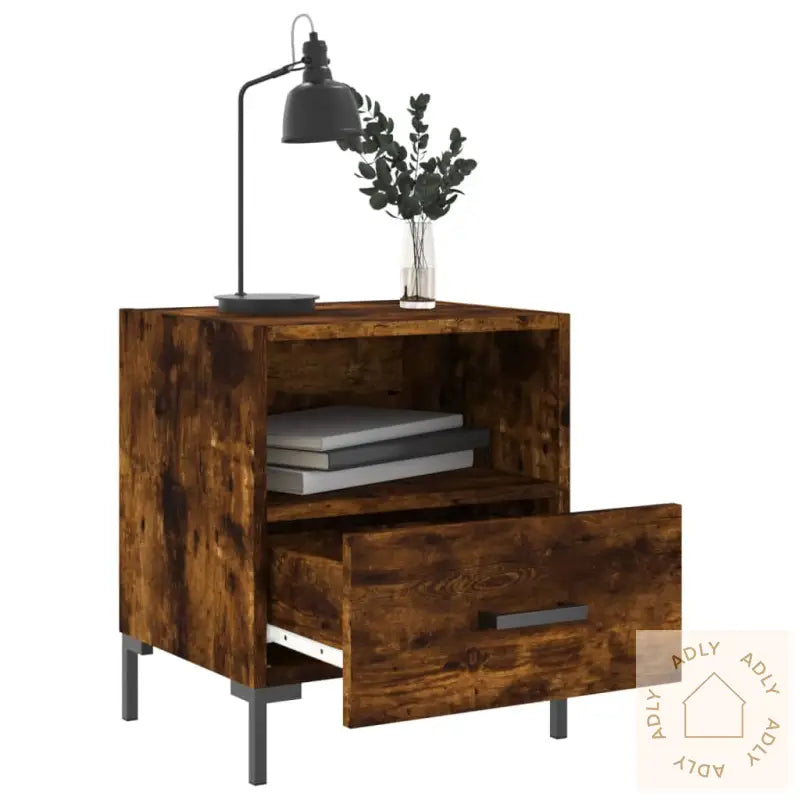 Nattbord 2 Stk Røkt Eik 40X35X47,5 Cm Konstruert Tre