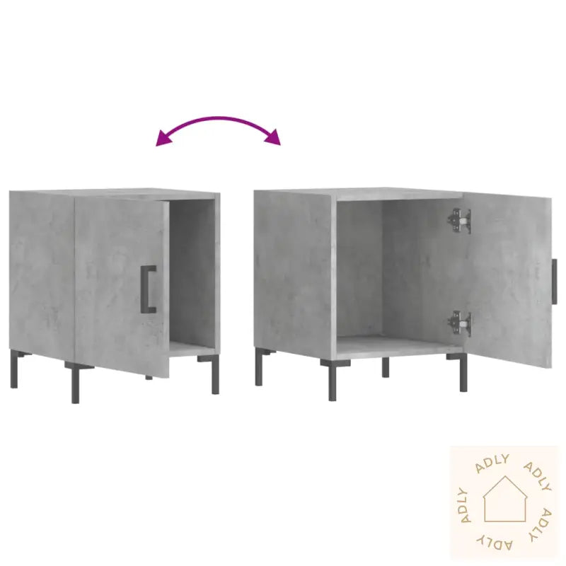 Nattbord 2 Stk Betonggrå 40X40X50 Cm Konstruert Tre