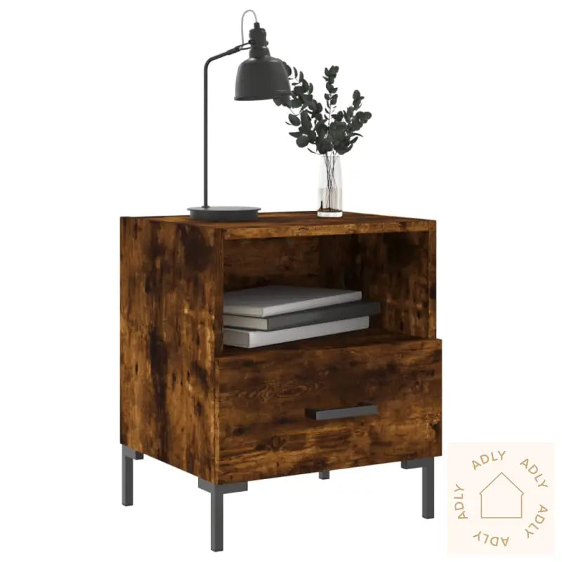 Nattbord 2 Stk Røkt Eik 40X35X47,5 Cm Konstruert Tre