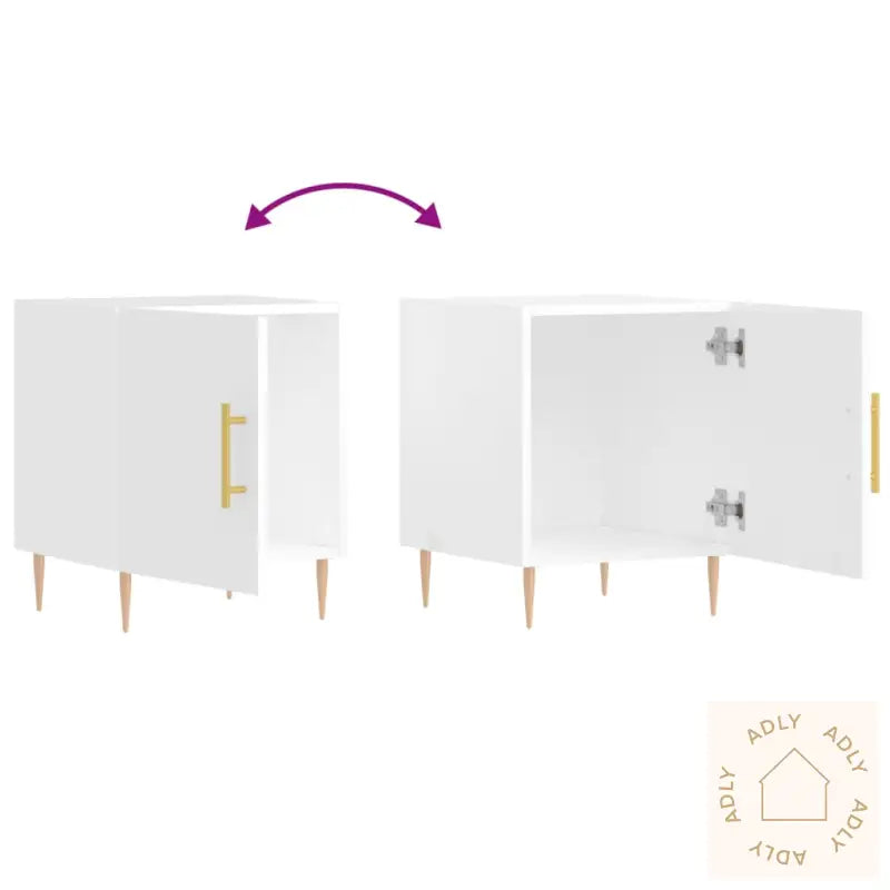 Nattbord 2 Stk Høyglans Hvit 40X40X50 Cm Konstruert Tre